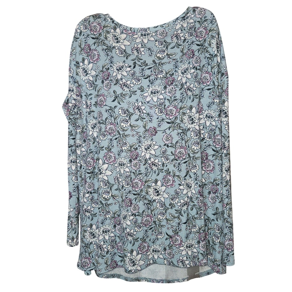 J. Jill Blue Floral Oversized Long Sleeve‎ Tunic Top Long Sleeve T Scoop Neck  M